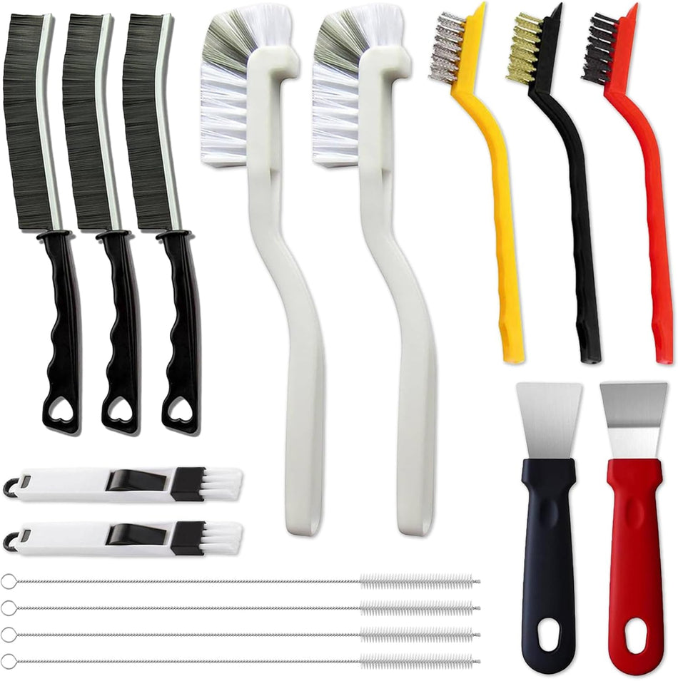 16Pcs Crevice Cleaning Brush Set, Hard Bristle Scrub Brushes Tools for Deep Cleaning Gap,Window Groove Cleaning Brush for Sliding Door, Sill, Tile Lines, Shutter, Corner, Sink, Teapot, Bottle (16 Pcs)